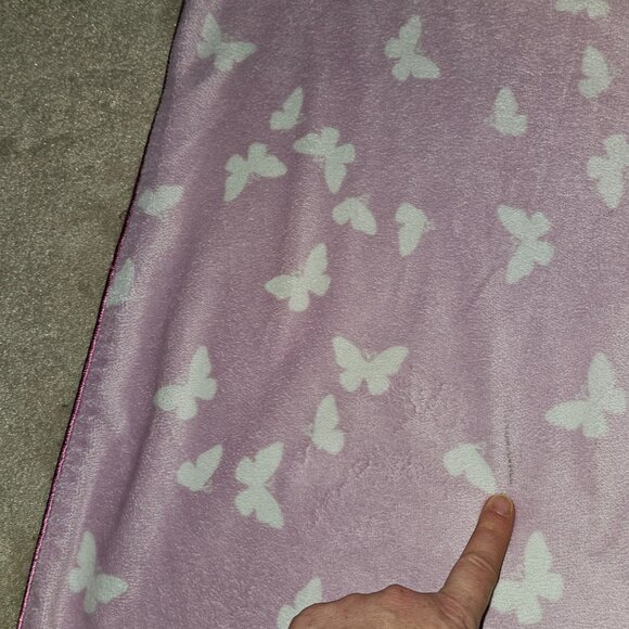 Carter's Just One You Butterflies Fleece Baby Blanket Purple White Green READ - Picture 3 of 7
